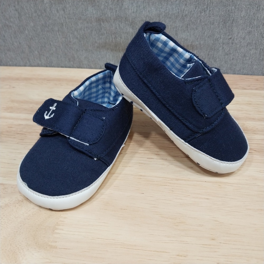 Tommy Bahama Baby Canvas Anchor Crib Shoes 6-12 Months Navy Blue